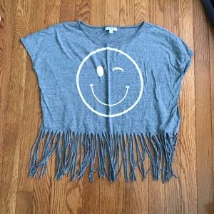Grey Crop top with a winky face